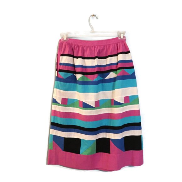 Vintage Patchwork Skirt Colorful Geometric Pattern - Picture 8 of 8